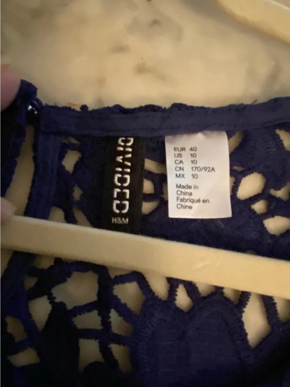 Divided H&M Navy Crochet Floral Long-Sleeve Top